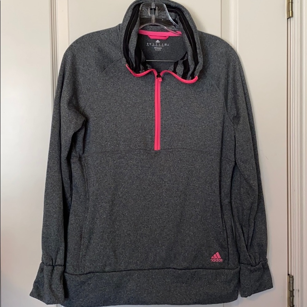 Adidas Climawarm M Gray Neon Pink Fleece Half zip